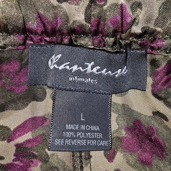 Chartruse Silky Floral Purple and Tan Pajama Pants Drawstring Waist Size Large - Picture 3 of 6